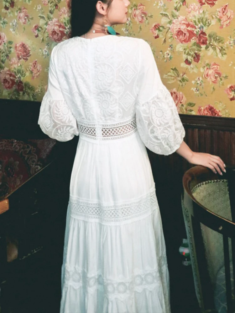 Белое длинное платье для женщин летнее богемное макси Дамское открытое пляжное