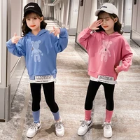 2022 autumn spring girls clothes tracksuit bear solid loose hoodie t shirt leggings stretch pants 4 5 6 7 8 9 10 12 years