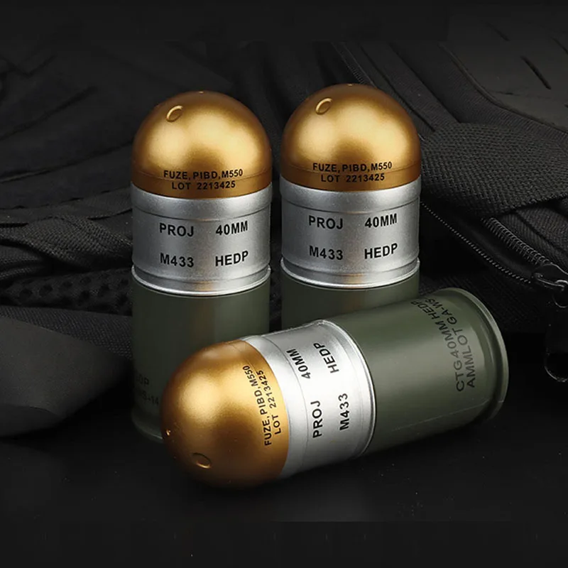 Tactical Airsoft M433 HEDP 40mm Dummy Grenade Model Safety Case Paintball Military Fan Toy Collection Gift Mini Storage Box