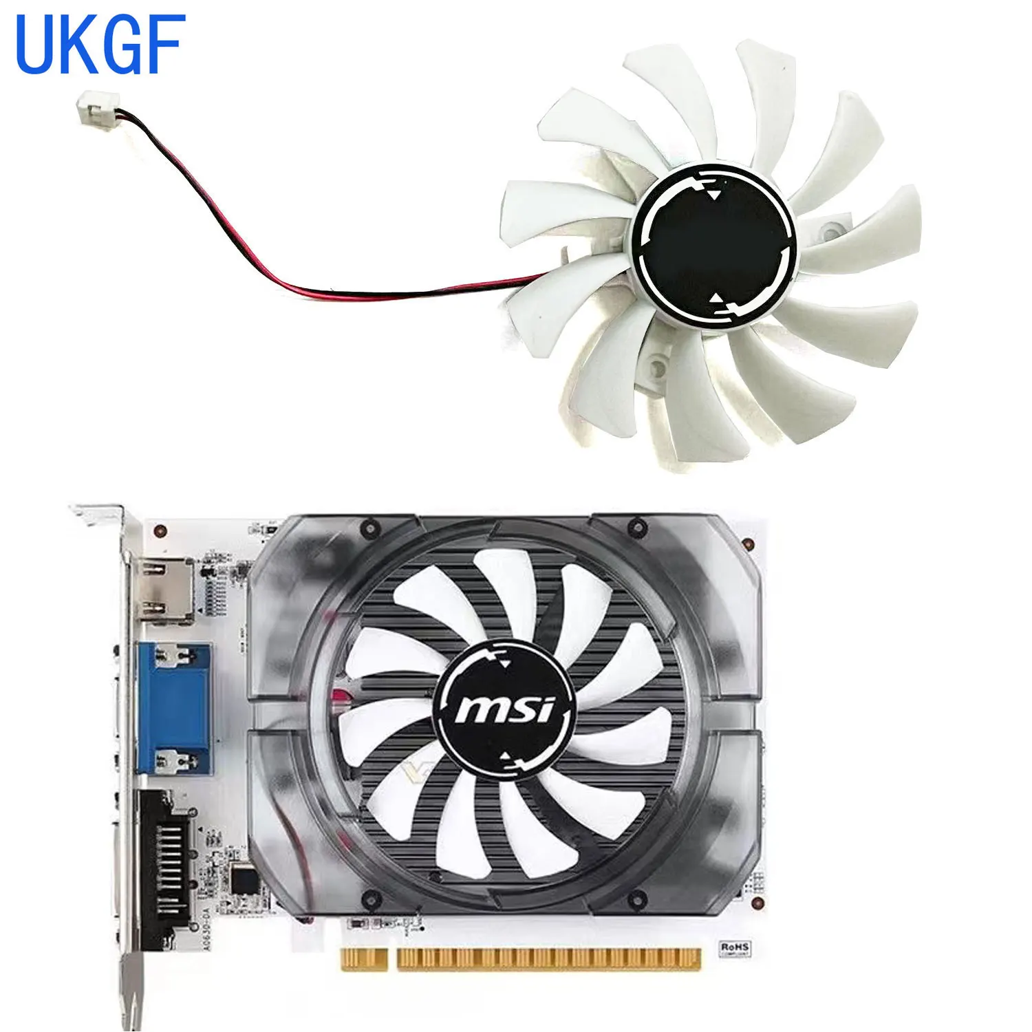 Совершенно новый 75 мм 2 контакта Φ DC 12V 0.5A подходит для видеокарты MSI GeForrce GT 730 N730 N750