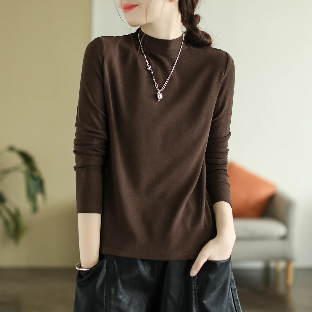 

Новинка весна-осень 2023, однотонная хлопковая рубашка с начесом, женские свободные топы, футболка для женщин, топы в стиле Харадзюку