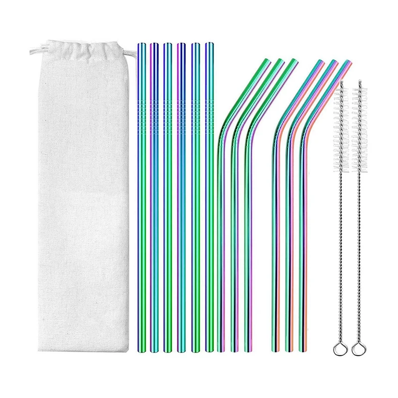 

24Pcs Straws, 6 Mm Metal Straw, Reusable Drinking Straws With 4 Cleaning Brushes, Perfect For Juice, Cocktail, Bar