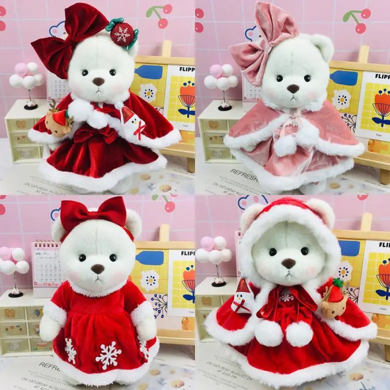 Фото Kawaii Lina Bear 30 см кукольная одежда ручной работы Рождественская юбка костюм плюшевая игрушка «сделай сам» одеваются детский подарок мультфильм аниме аксессуары №1