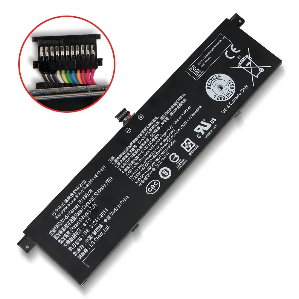 

2023New Replacement Laptop Battery R13B01W For Xiaomi Mi Notebook Air 13 13.3" 161301-01 R13B02W Rechargeable Battery 5320m