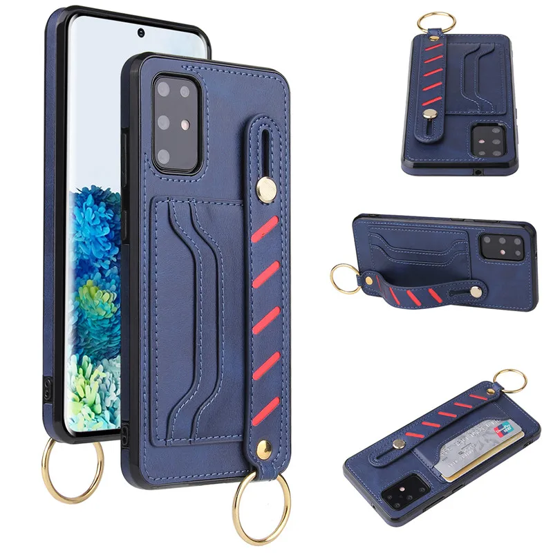 

Business Wristband Card Type Leather Phone Case For Samsung Galaxy S20 FE S20 Plus Note 20 Ultra Note 10 Wallet Phone Back Cover