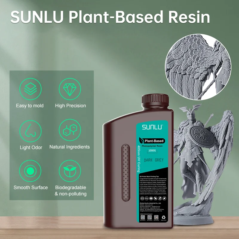 

SUNLU 405nm UV Resin 1KG Liquid PLANT-Based Eco-Friendly Photon 3D Printer LCD UV Sensitive Light Odor High Precision