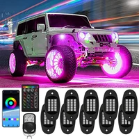rgb led rock lights underglow car neon kit with appremote control chassis decorative music lamps for jeep utv atv suv offroad