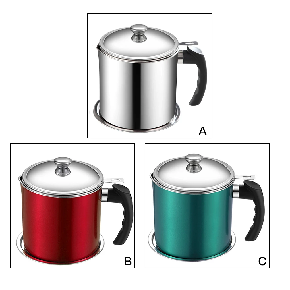 

1.3L Stainless Steel Oil Can Filter Mesh Strainer Container Anti-leakage Grease Storage Tank, Green