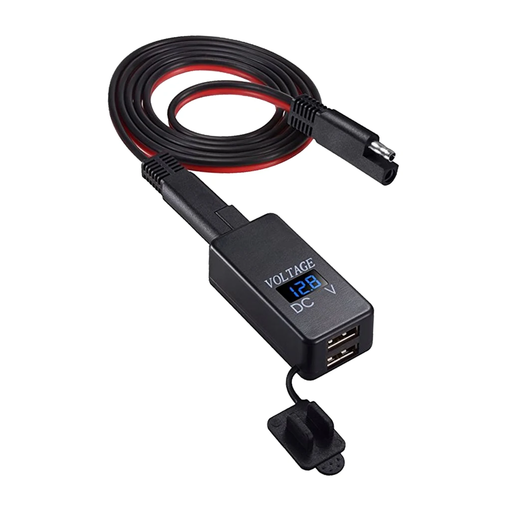 

Universal SAE Adapter Dual USB Charger Meter Quick Disconnect