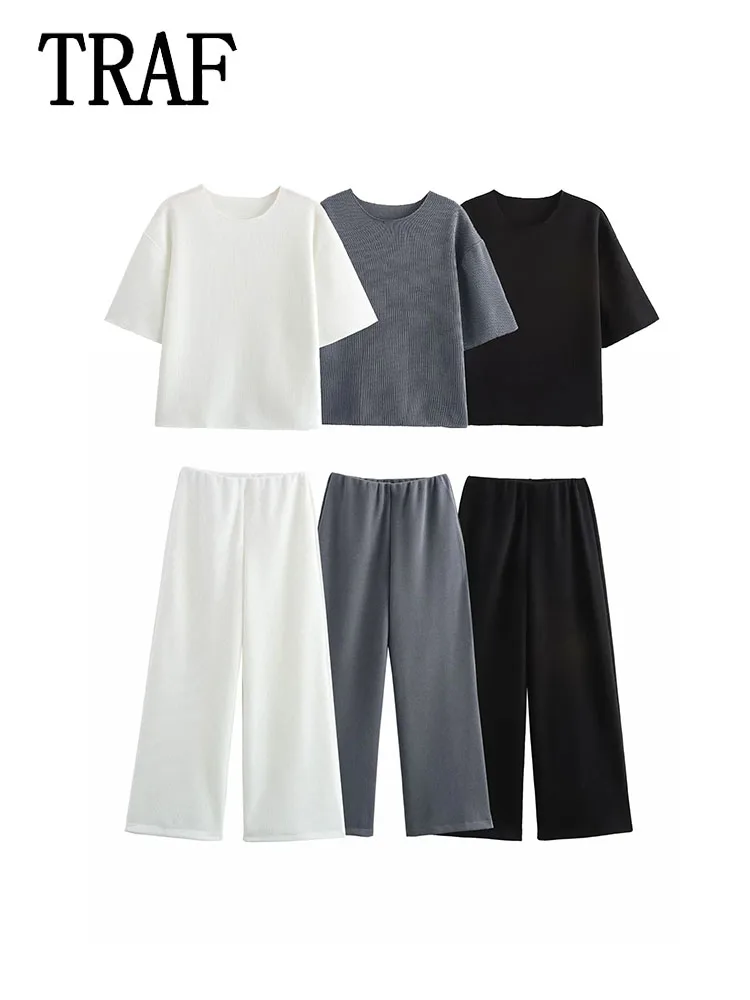 Женская одежда TRAF женский комплект из 2 предметов новый модный топ с короткими