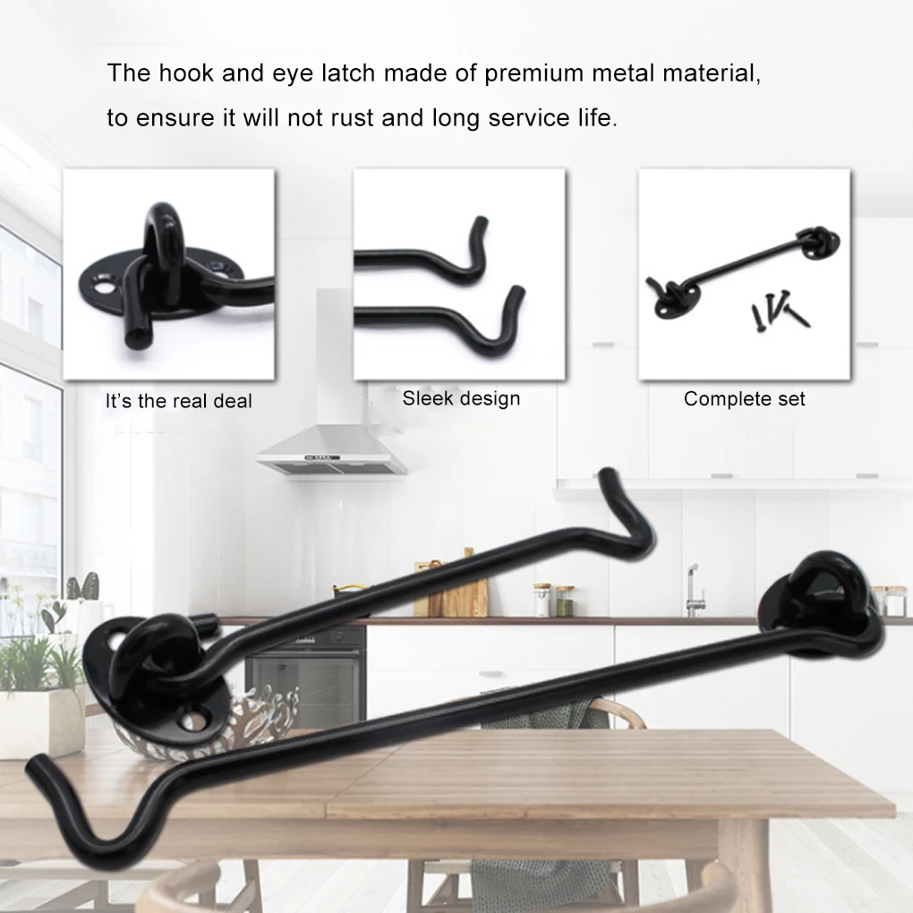 

Window Eye Latch Safety Bathroom Convenient Cabinet Hook Multi-functional Black Catch Holder Bedroom Black 3inch