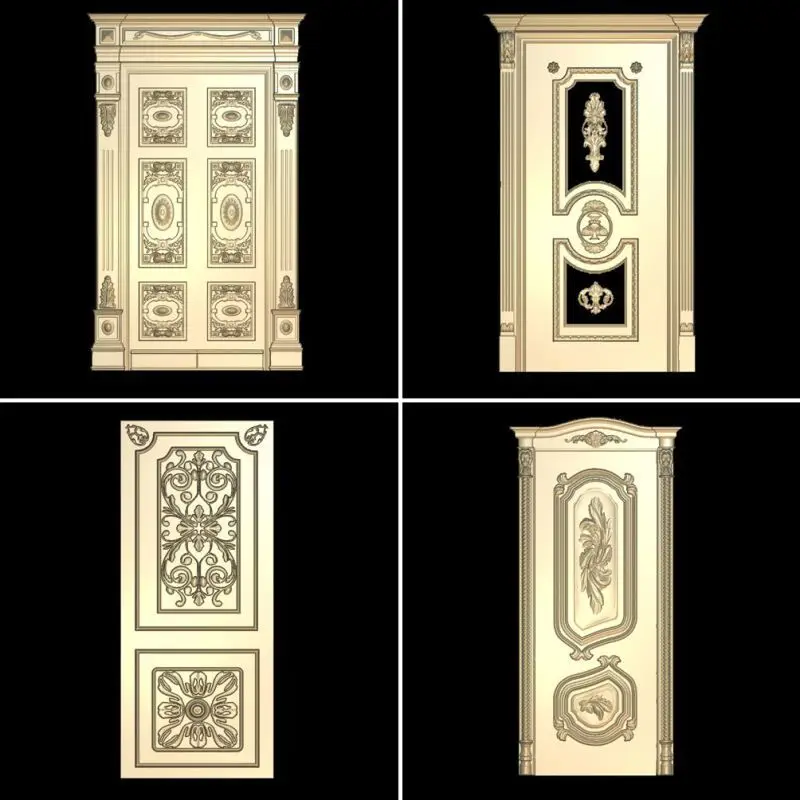 4pcs doors 3d model STL relief for cnc STL format door 3d model for cnc stl relief artcam vectric aspire