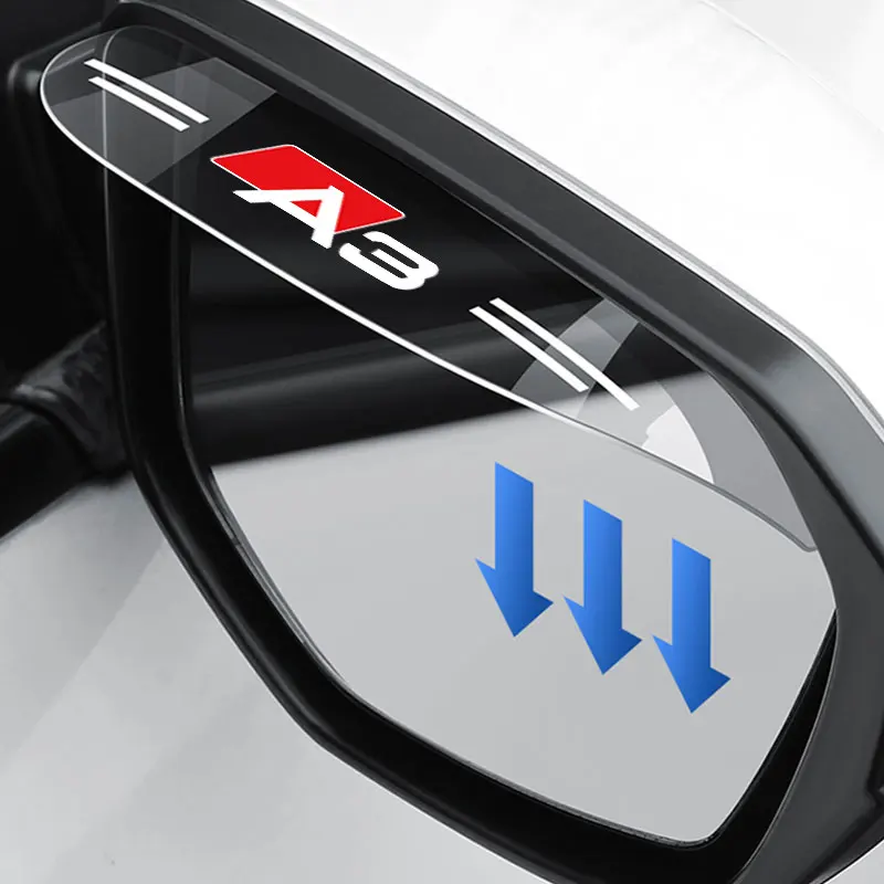 

2Pcs Flexible PVC Car Rearview Mirror Rain Eyebrow Visor Rainproof Covers Auto Exterior Accessories For Audi A3 Logo