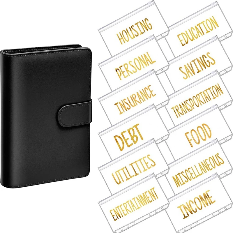 

A6 PU Binder Planner Budget Organizer Round Ring Binder Cover Magnetic Personal Planner Binder With 12 Binder Pocket