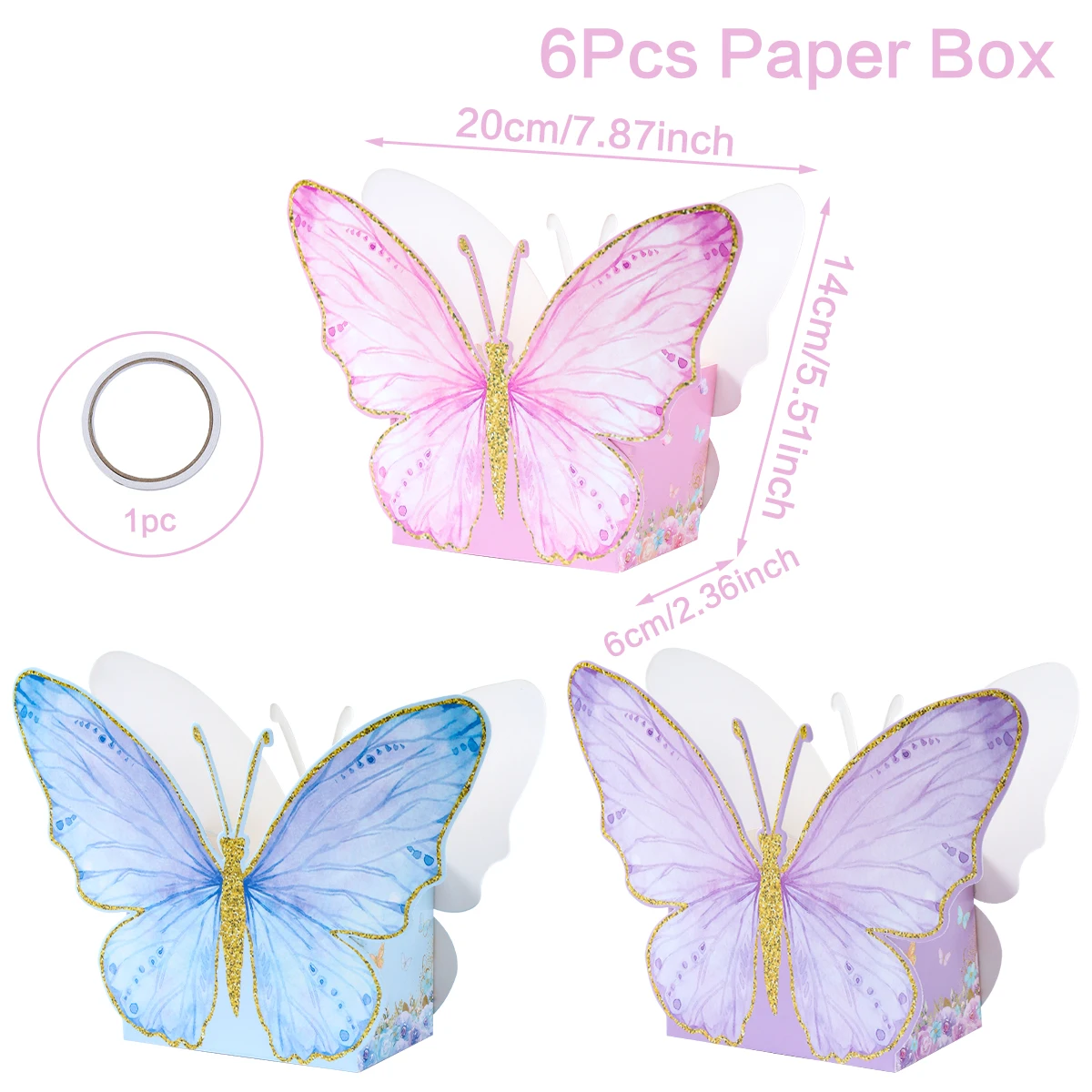 

Коробки для подарков с бабочками и цветами, картон, 6 шт