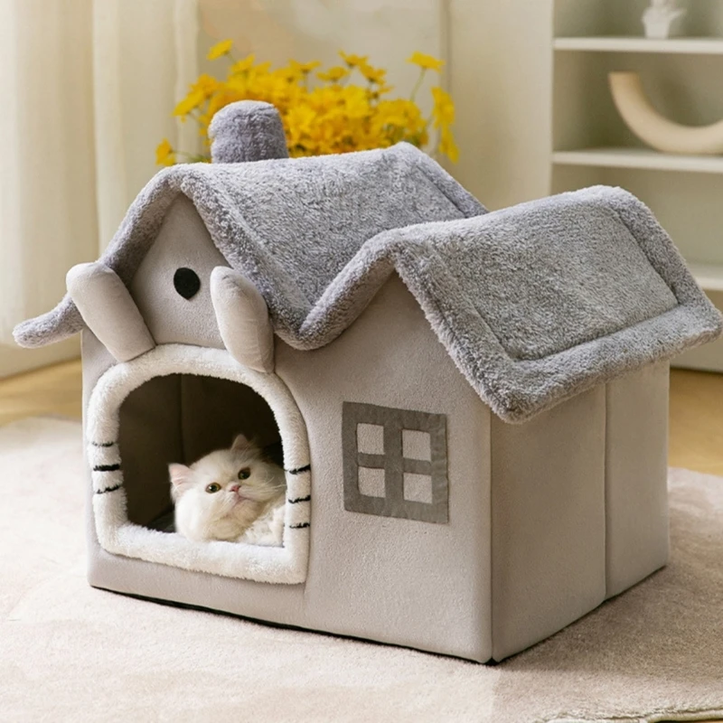 

Sweet Cat Bed Warm Pet Tent Cosy Kitten Lounger Cushions Cat House Tent Very Soft Small Dog Mat Bag Washable Cats Beds