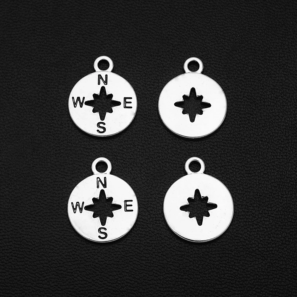 20 шт./лот 14x17 мм античный посеребренный компас шармы Подвески путешествия
