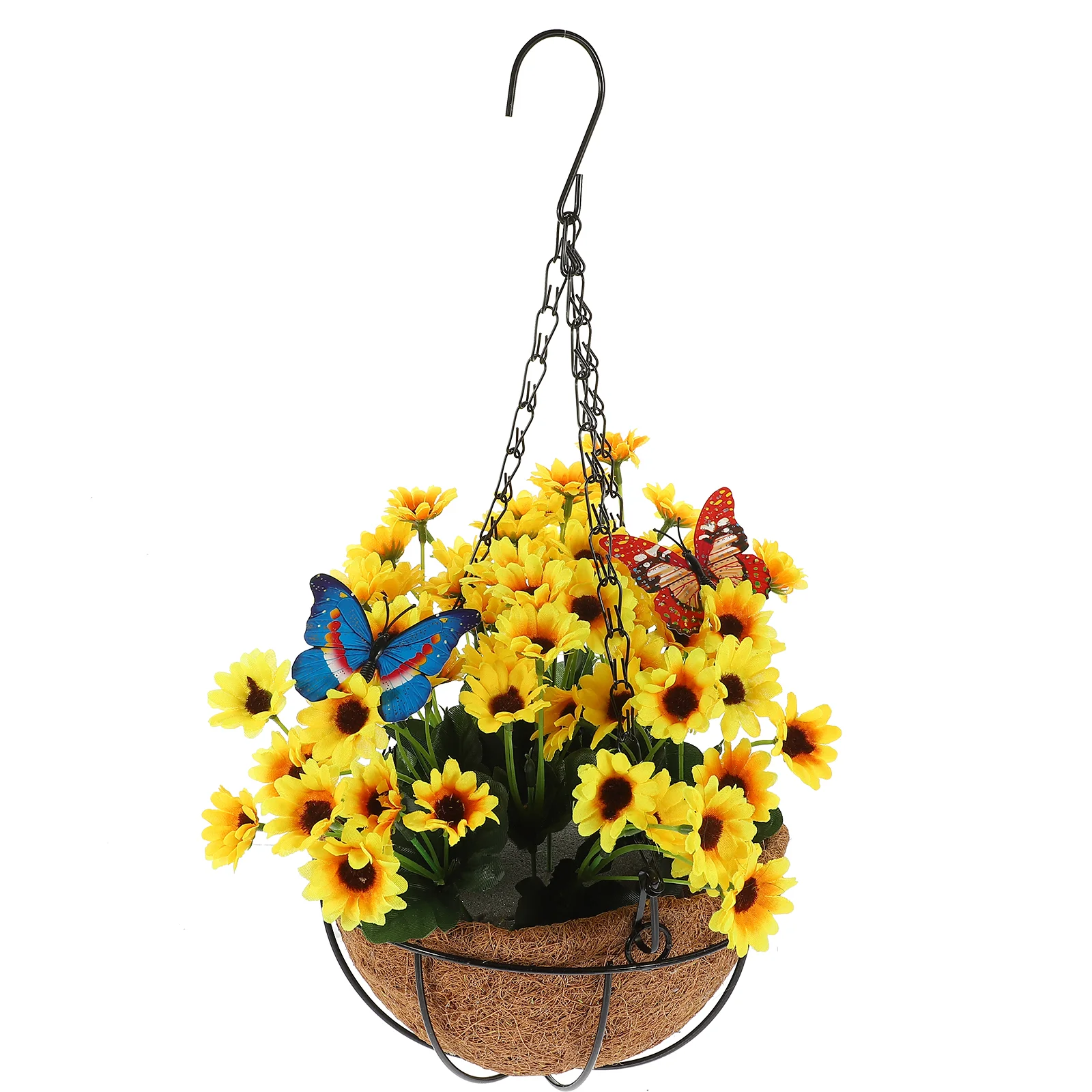 

Hanging Flowers Basket Artificial Fake Plants Scene Ornament Decor Vivid Simulated Garden