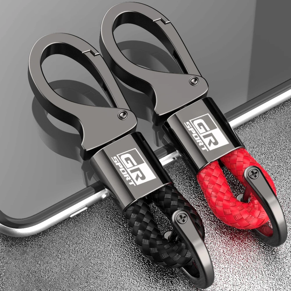 

Leather Rope Metal Car Keyring Keychain Key Chain GR Sport Logo for Toyota HV YARiS C-HR Corolla Prius Harrier Camry rav4 GR