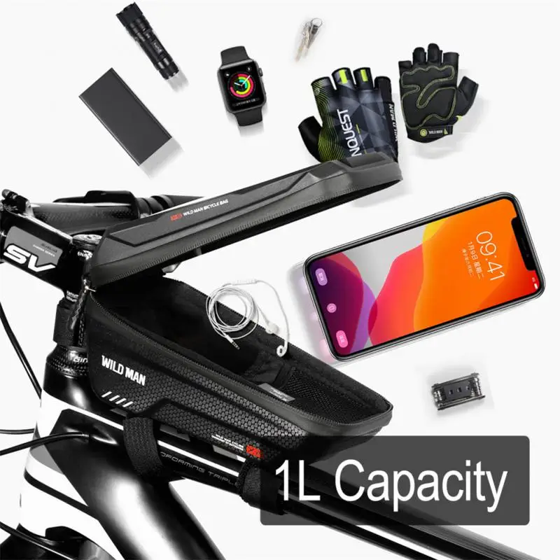 

WILD MAN New Bike Bag Frame Front Top Tube Cycling Bag Waterproof 6.6in Phone Case Touchscreen Bag MTB Pack Bicycle Accessories