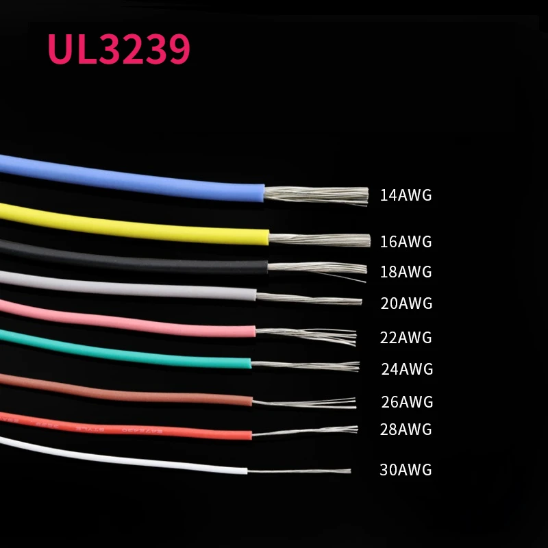 

1 метр UL3239 3KV Гибкий мягкий силиконовый провод с изоляцией из луженой меди Электрический кабель 3000 В 30 28 26 24 22 20 18 16 14 AWG