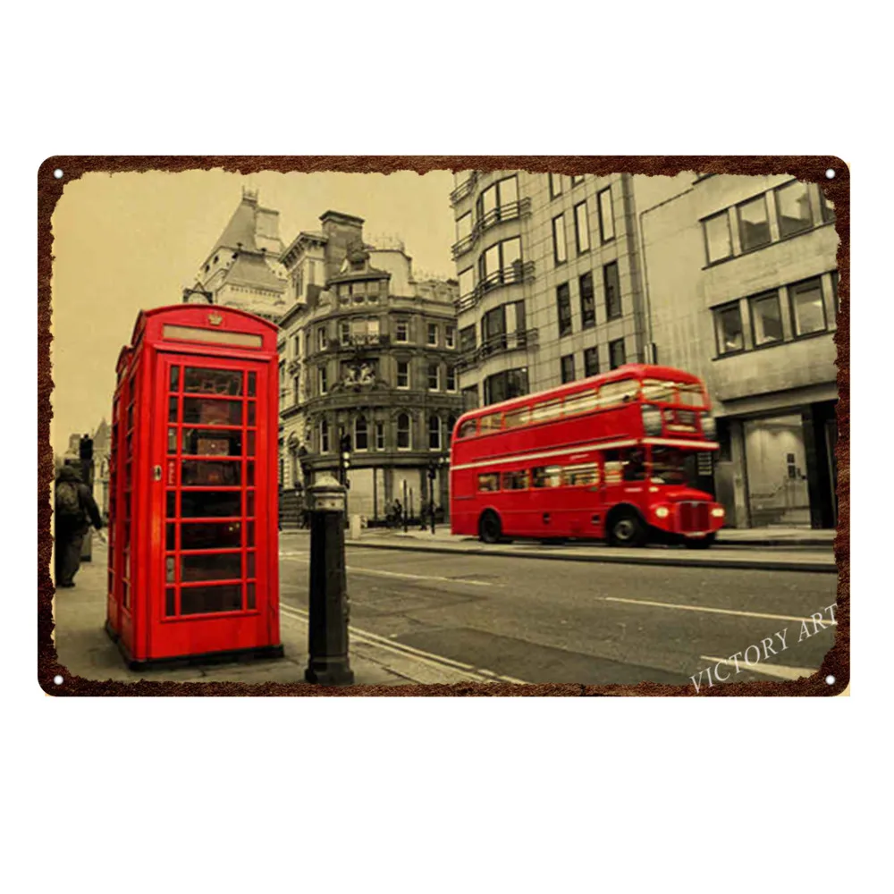 

Poster Classic Nostalgic Metal Vintage Decor England Bus Metal Tin Sign Plate Room Iron Painting Tin Plaque Garage Home Decor