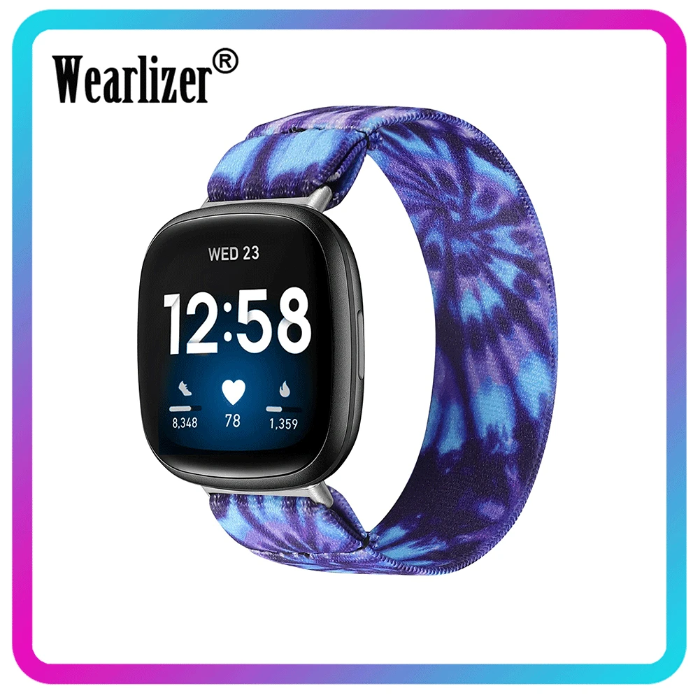 Wearlizer-correa elástica para reloj Fitbit Versa 3, banda elástica de nailon estampada, para Fitbit Sense, para mujer