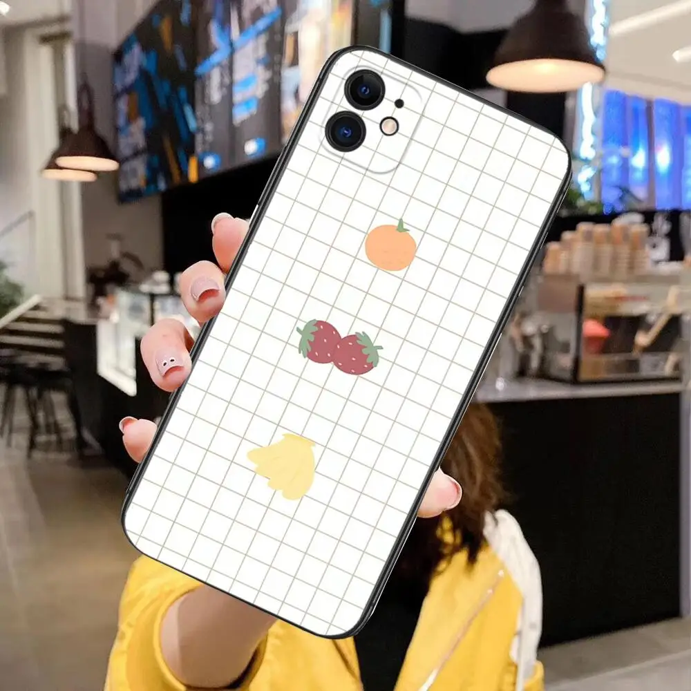 Grid Fruit HD Cartoon Phone Case for IPhone 14 13 12 11 Pro Max Mini SE XR X XS  Max 8Plus 7plus New Fashion Shell Phone Cover