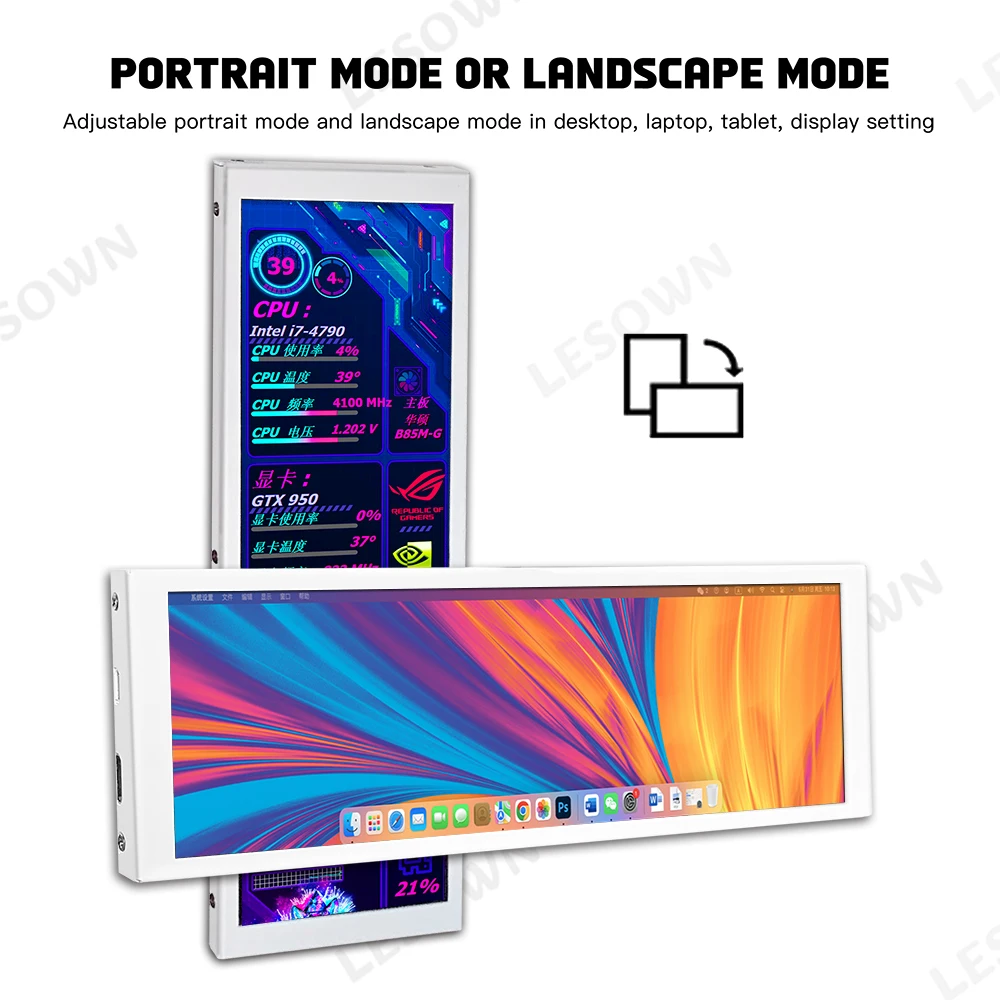 Фото Экран LESOWN Screen Zero Setup белый 7,9 дюйма для Raspberry Pi DIY, miniHDTV 400x1280 60 Гц №3