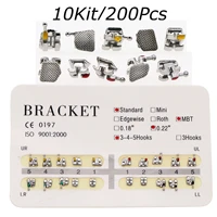 10 sets200pcs dental orthodontic metal brackets braces standard mbt 022 slot mesh below with 3 4 5 hooks laser mark