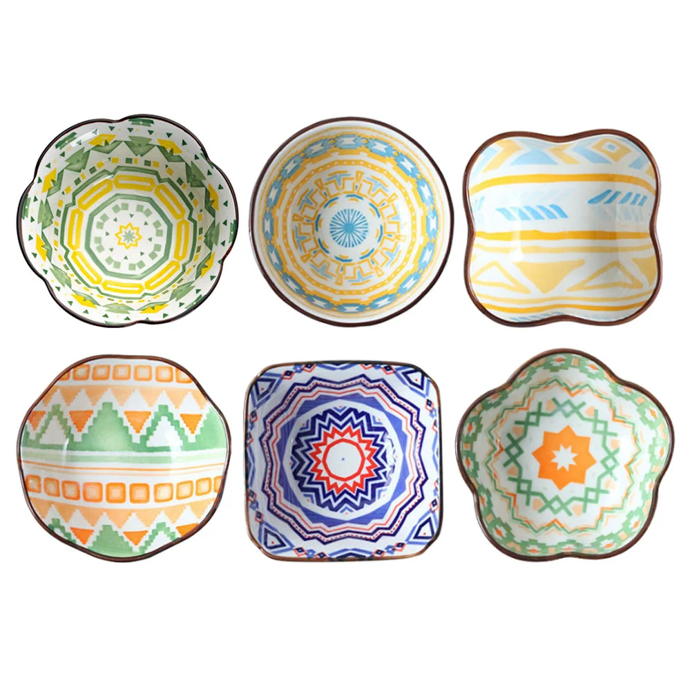 

6Pcs Ceramic Seasoning Dishes Condiment Dipping Sauce Plates Household Dishes