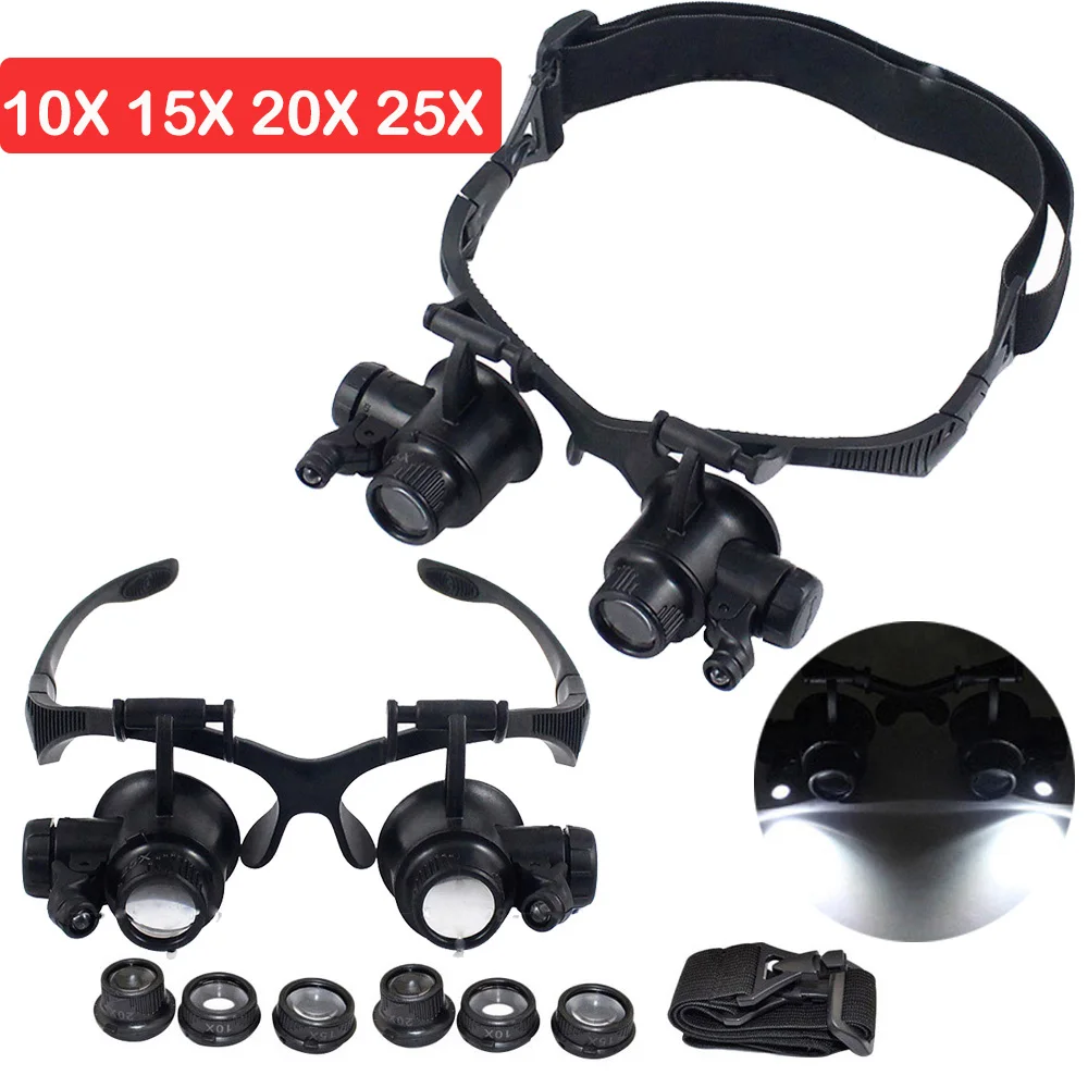 

Watch Welding Loupe Led Jewelry Lights For Magnifier Glasses Soldering Glass Magnifying With Headband Repair