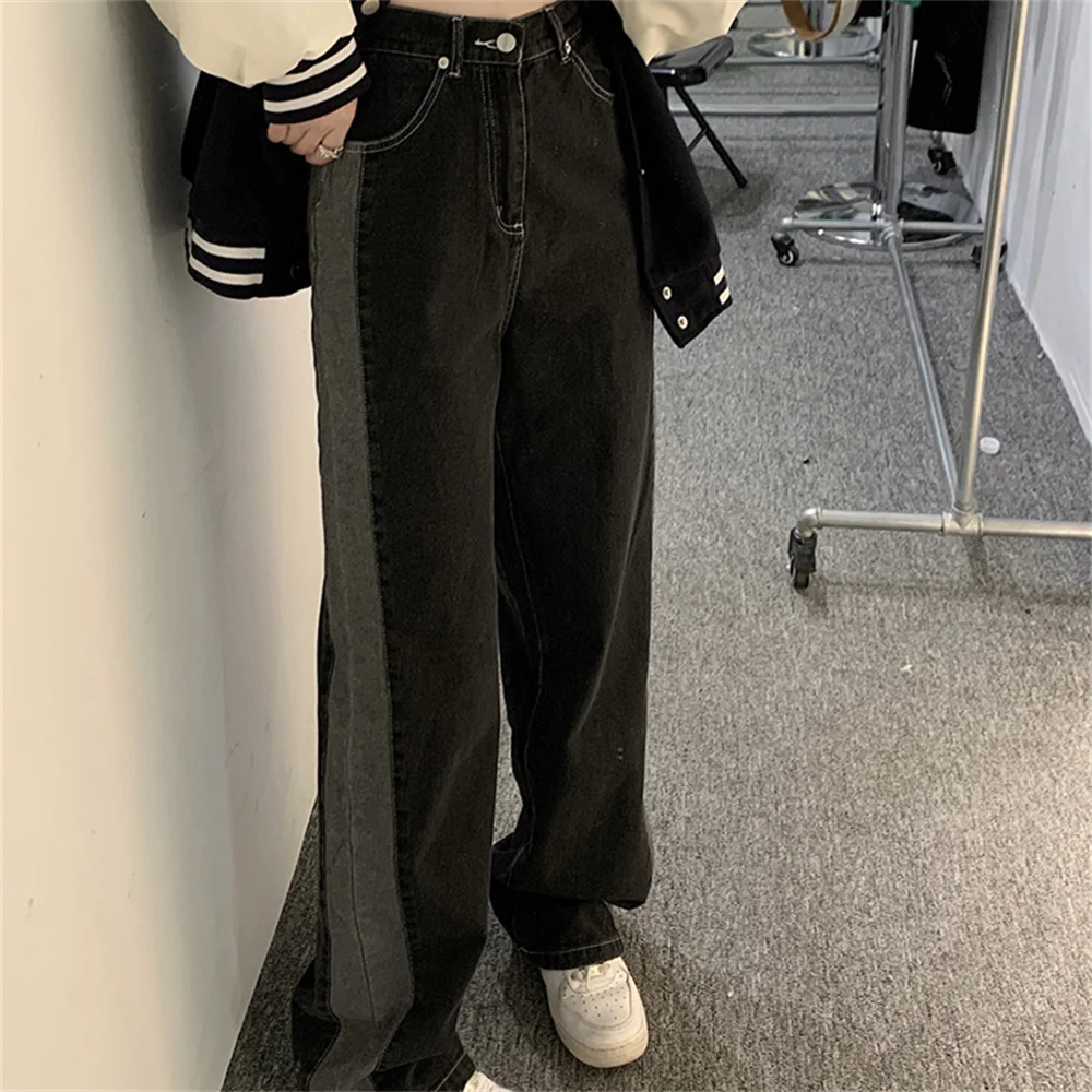 

Hzirip Black New Women Jeans Pants Spring Wide Leg 2023 Chic Office Lady Loose All Match Streetwear High Waist Casual Denim