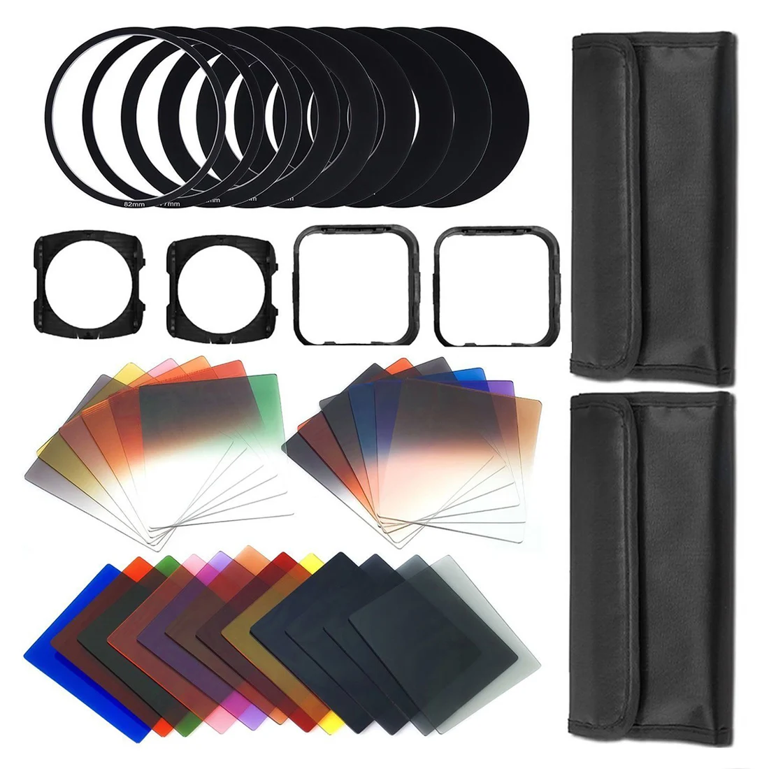

41 Pcs Square gradient lenses + ND Filter Kit Camera Filters for All Lenses by replacing adaptor ring w/Wallet Skin Case