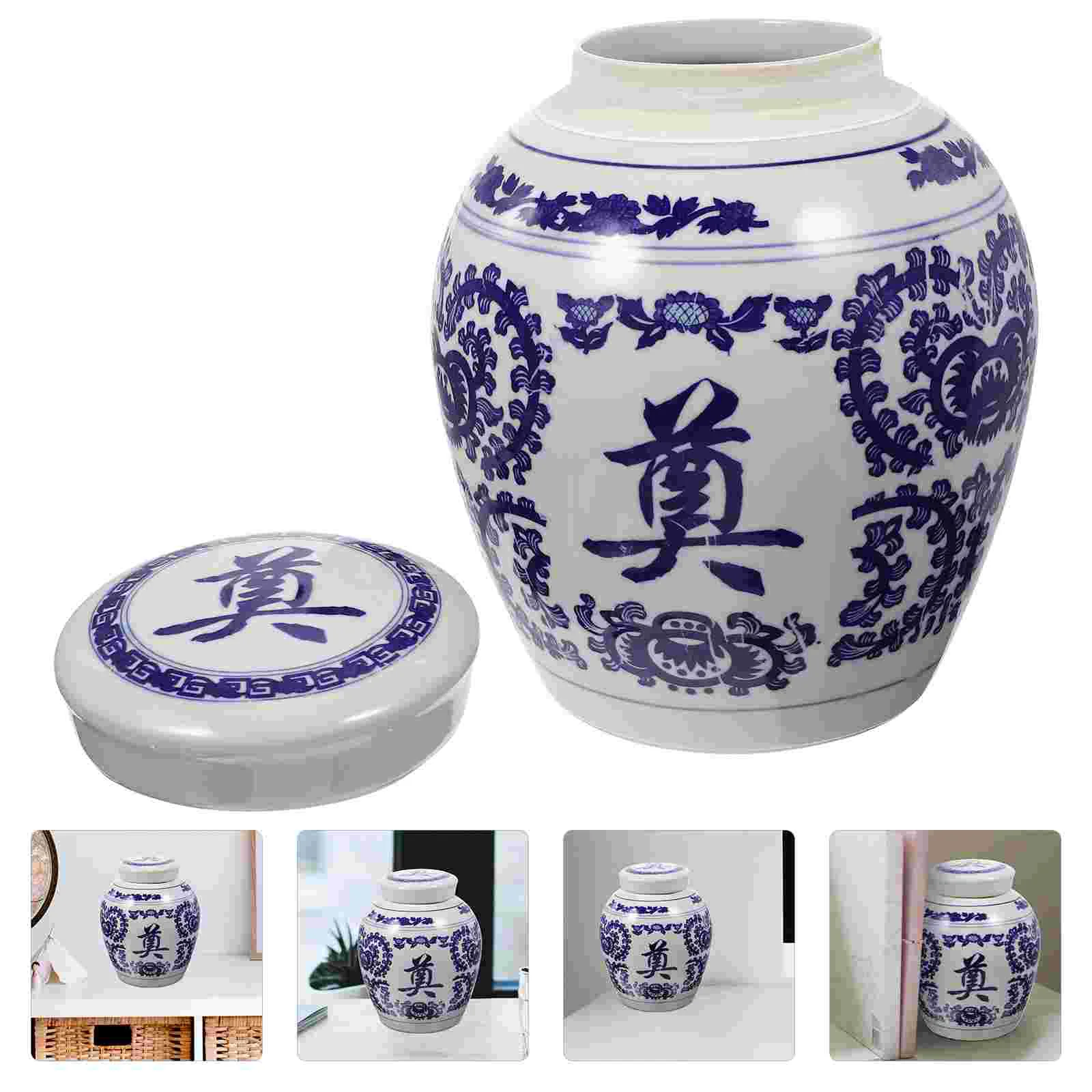 

Blue and White Porcelain Urn Cremation Urn Funeral Urn Human Ashes Container