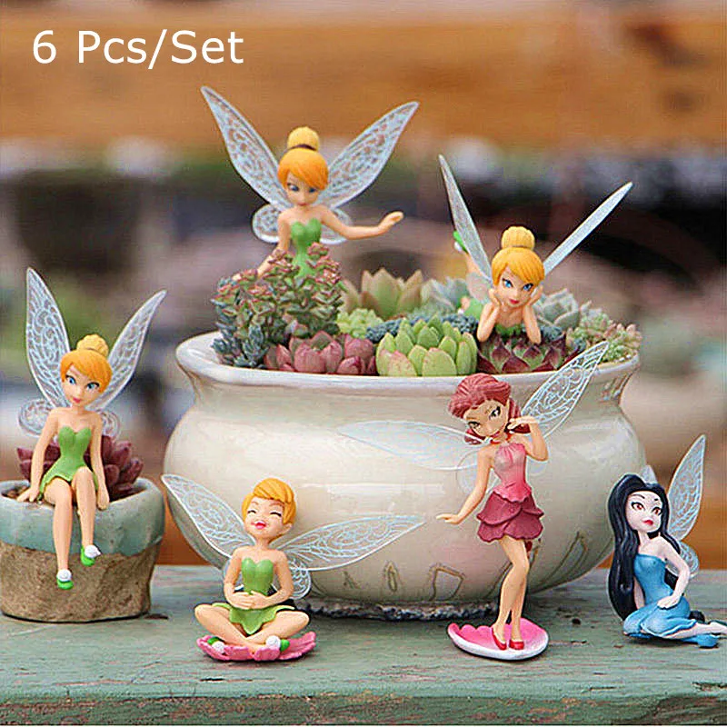 

6 Pieces Of Flower Fairy Flying Wing Family Miniature Artificial Garden Decoration Home Decoration Crafts Baking Cakes