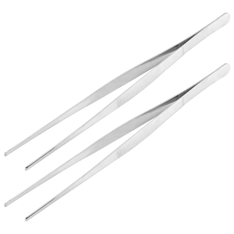 

2PCS Kitchen Tweezers Grill Tongs Stainless Steel Long Chef Food Clip BBQ Meat Beef Tong Bar Bartending Tweezer 30Cm