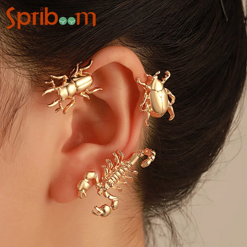 

2022 New Fashion Ear Clips Exaggerated Bee Beetle Scorpion Personality Clip Earrings for Women Gothic Insect Earring Left Ear