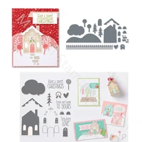 2022 new christmas love house metal cutting dies and clear stamps for decorating diy cozy cottage card album scrapbook embossing