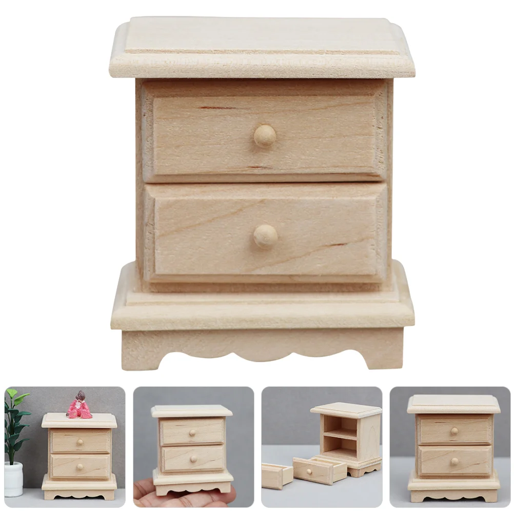 

Miniature Wooden Cabinet House Furniture Model Nightstands Display Case Dolls Bedside Sideboard