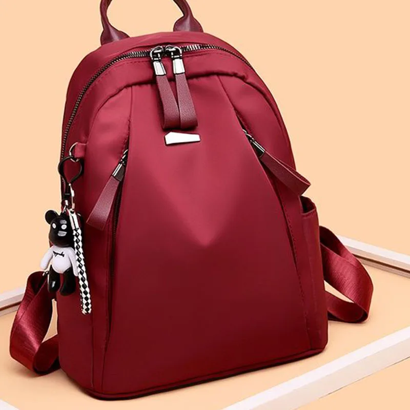 

Fashion Red Backpack Ladies 2022 New All Match Trend Design Waterproof Oxford Cloth Casual Large Capacity Black Backpack