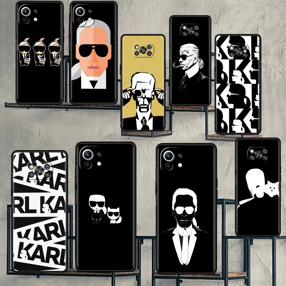 

Lagerfeld Brand Designer KARLs Case For Xiaomi Mi Poco X3 NFC M3 Pro F3 GT F1 M4 11 Lite Note 10 11T 10T 9T Back Phone Cover