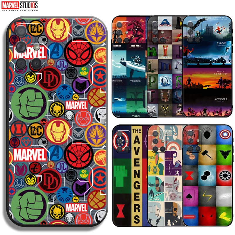 

Marvel Avengers Logo Phone Case For Samsung Galaxy A71 A51 A31 A72 A52 A32 S10 S20 Plus S20 FE Bumper Black Shockproof Funda