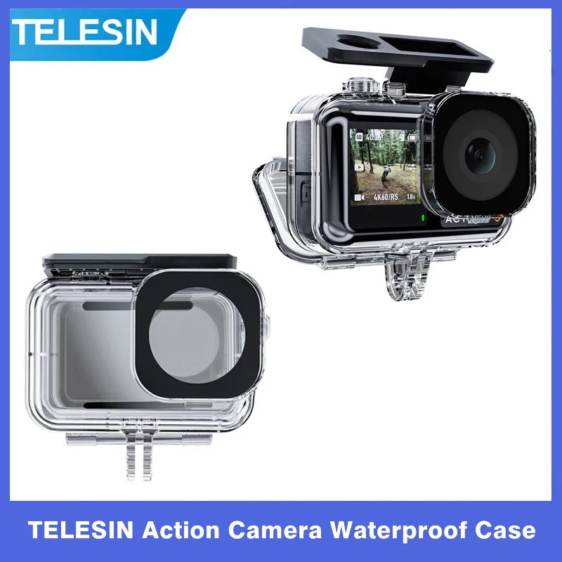 Водонепроницаемая Экшн-камера TELESIN, аксессуары для экшн-камеры DJI Action 3 4, глубина 45 м Водонепроницаемая Экшн-камера TELESIN, аксессуары для экшн-камеры DJI Action 3 4, глубина 45 м