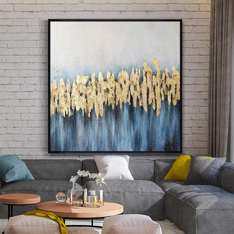 

Modern Abstract Oil Painting Hand Painted Gold Foil On Canvas Handmade Wall Art For Living Room Decorations Painting Picture