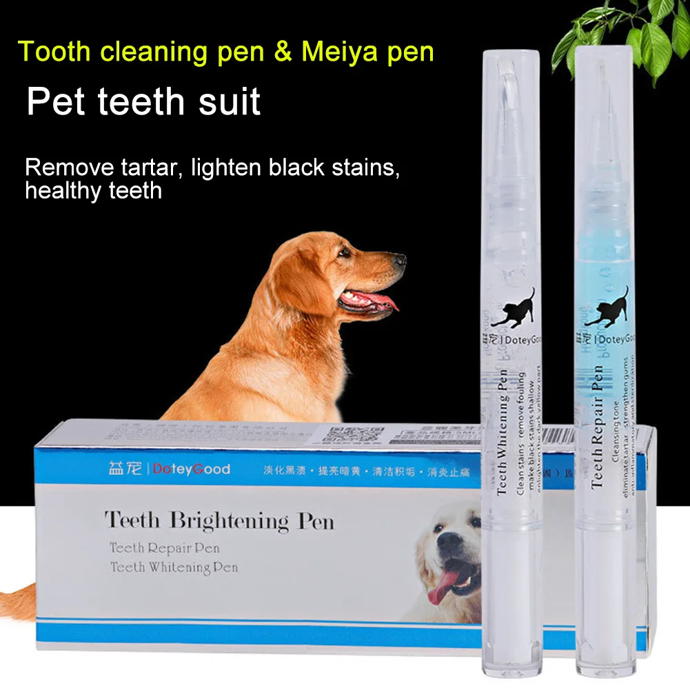 

2PCS Dog Cat Pet Teeth Cleaning Pen Kit Brightening Grooming Toothbrush Dental Calculus Safe Tartar Remove Tool Mouth Fresh