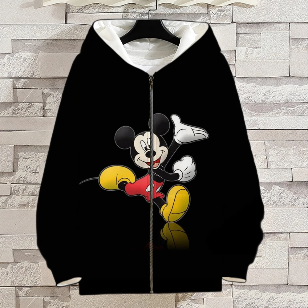 

Boy Girl Kids Zip Hoodie Disney Mickey Mouse 3D Print Spring Men's Tracksuit Cartoon Anime Coat Women Oversize Sweatshirts