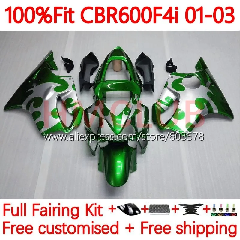 

Injection Body For HONDA CBR 600 CBR600 F4i 600F4i CBR600F4i 2001 green silver 2002 2003 600CC 01 02 03 OEM Fairing Kit 137No.24