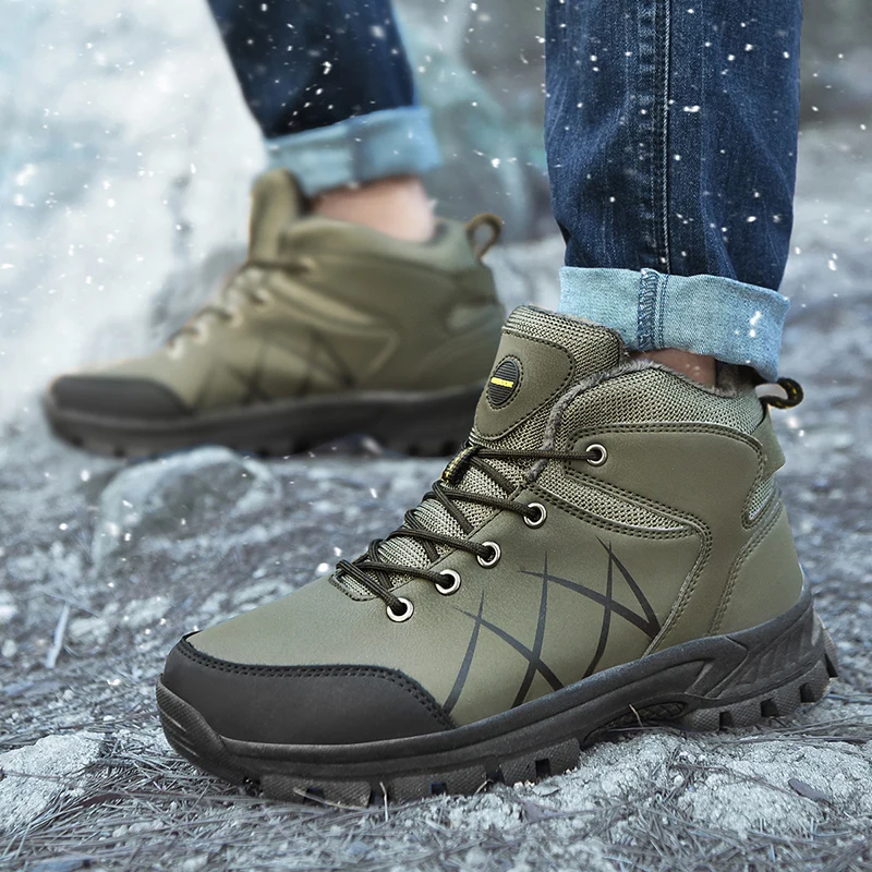 Brand Men Winter Snow Boots Waterproof Super Warm Sneakers Outdoor Male Hiking Boots Work Shoes Size 39-46