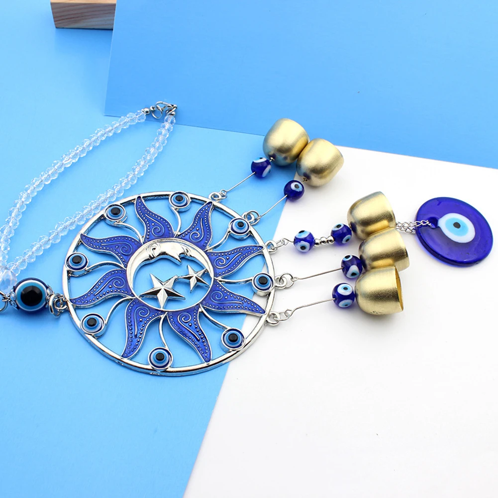 

Turkish Blue Eyes Amulet Wall Protection Hanging Lucky Pendant Metal Wind Chimes Ornament Outdoor Windbell Home Garden Decor